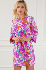 Floraal Jurk met Sleutelgathals en Riem - Floral Dresses - Jurkjes.co