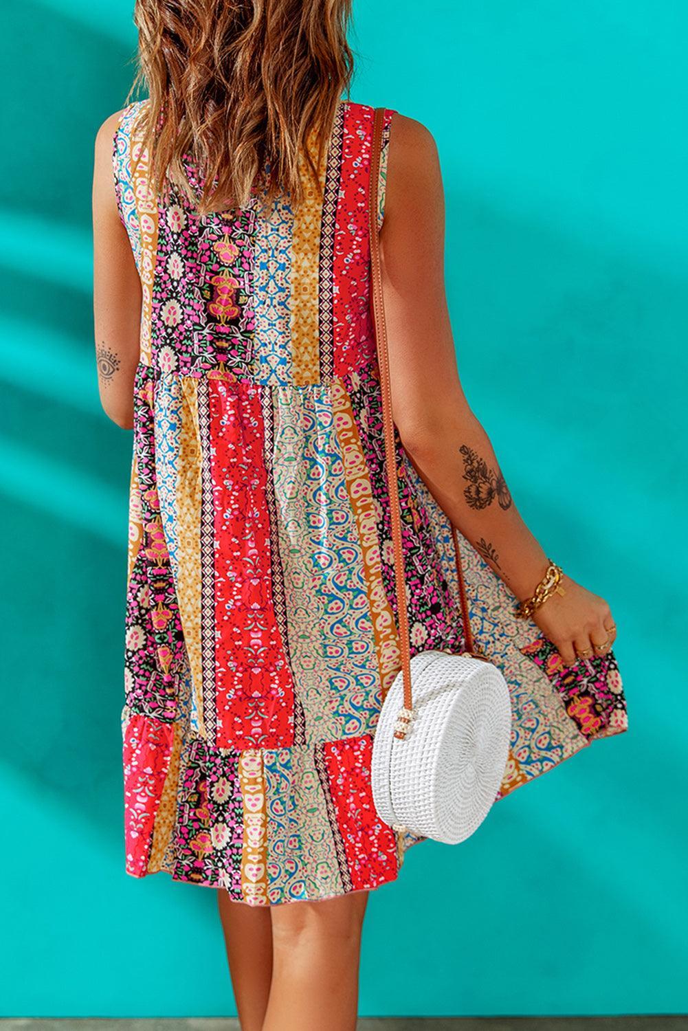 Floraal Volant V-Hals Mini Jurk - Mini Dresses - Jurkjes.co