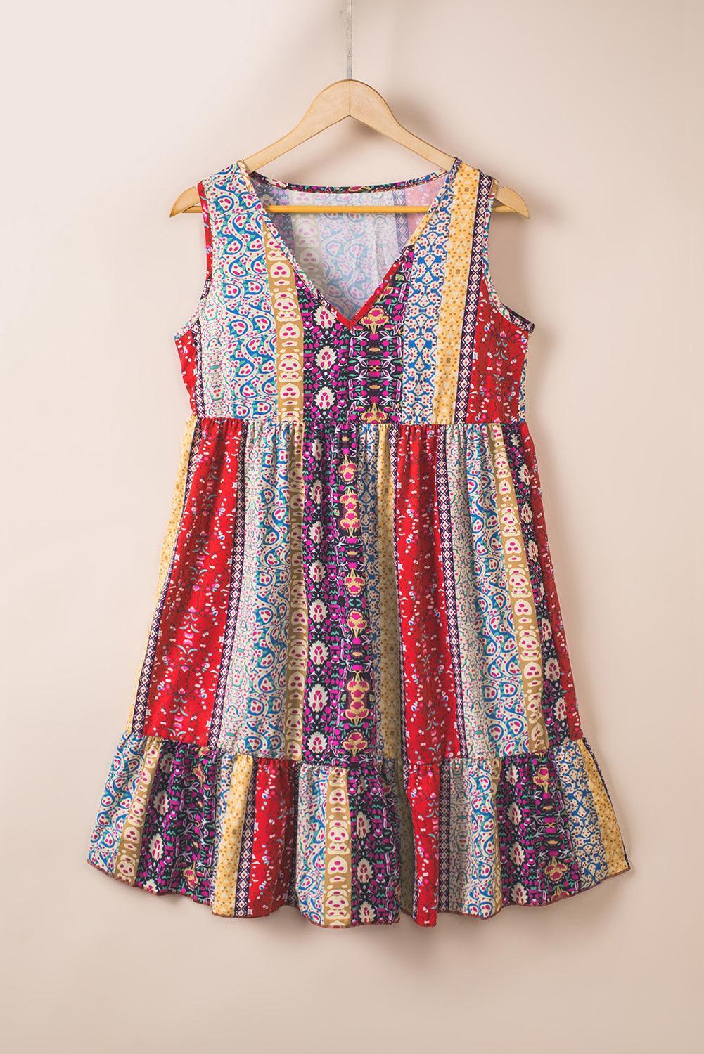 Floraal Volant V-Hals Mini Jurk - Mini Dresses - Jurkjes.co