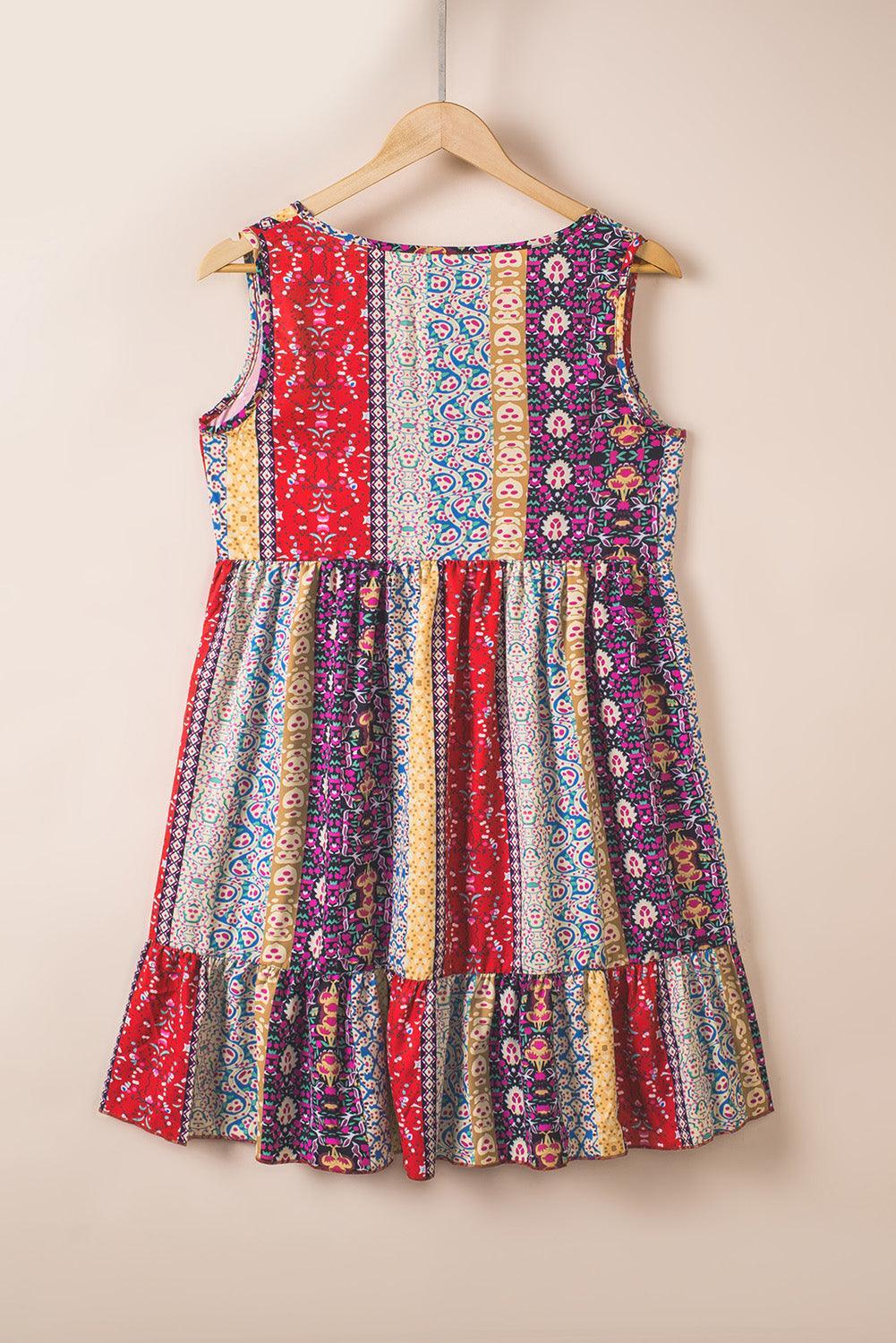 Floraal Volant V-Hals Mini Jurk - Mini Dresses - Jurkjes.co