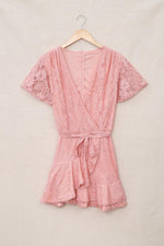 Flutter Mouw Wikkeljurk met V-hals in Kant - Mini Dresses - Jurkjes.co