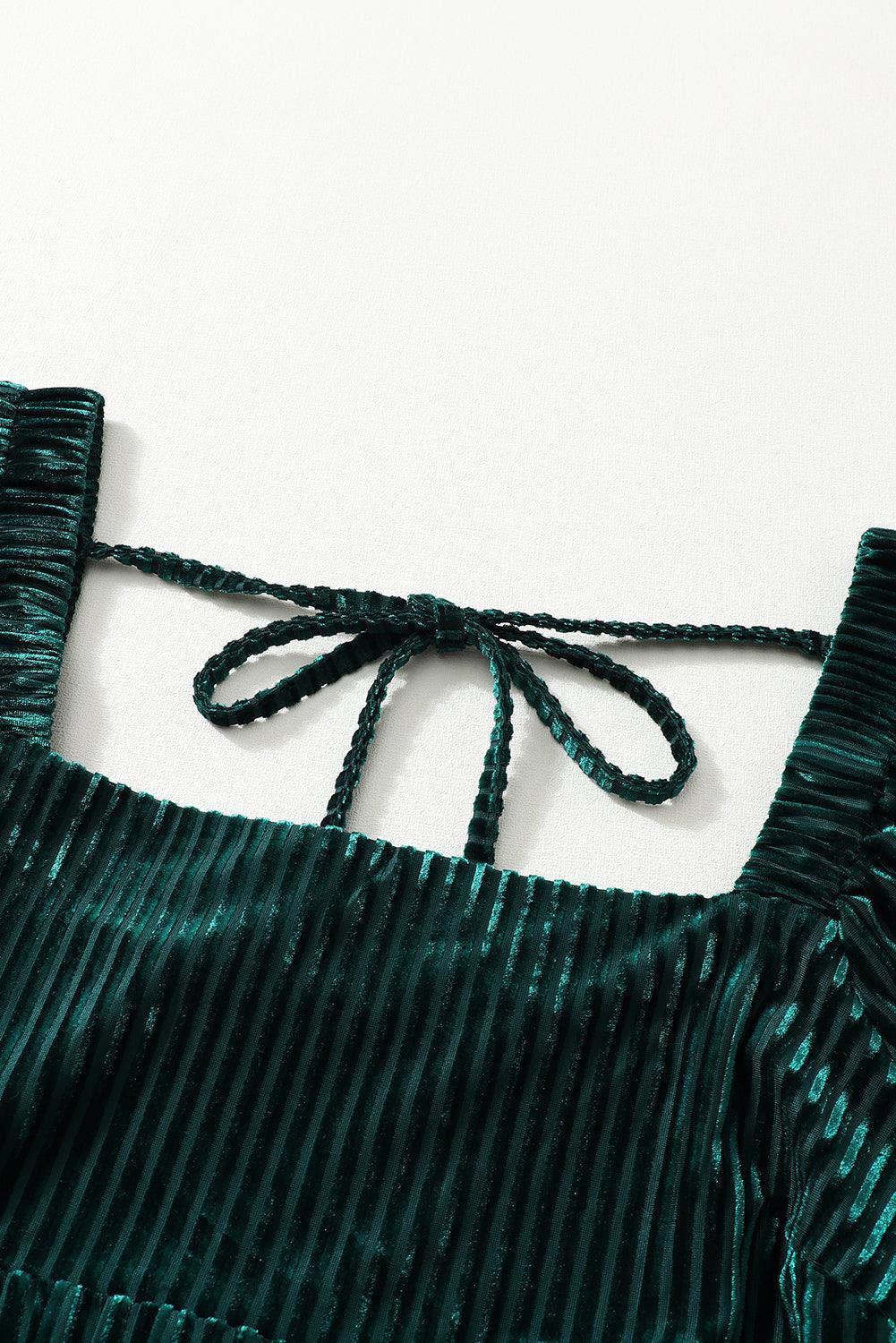 Fluwelen Babydoll Jurk met Vierkante Hals - Mini Dresses - Jurkjes.co