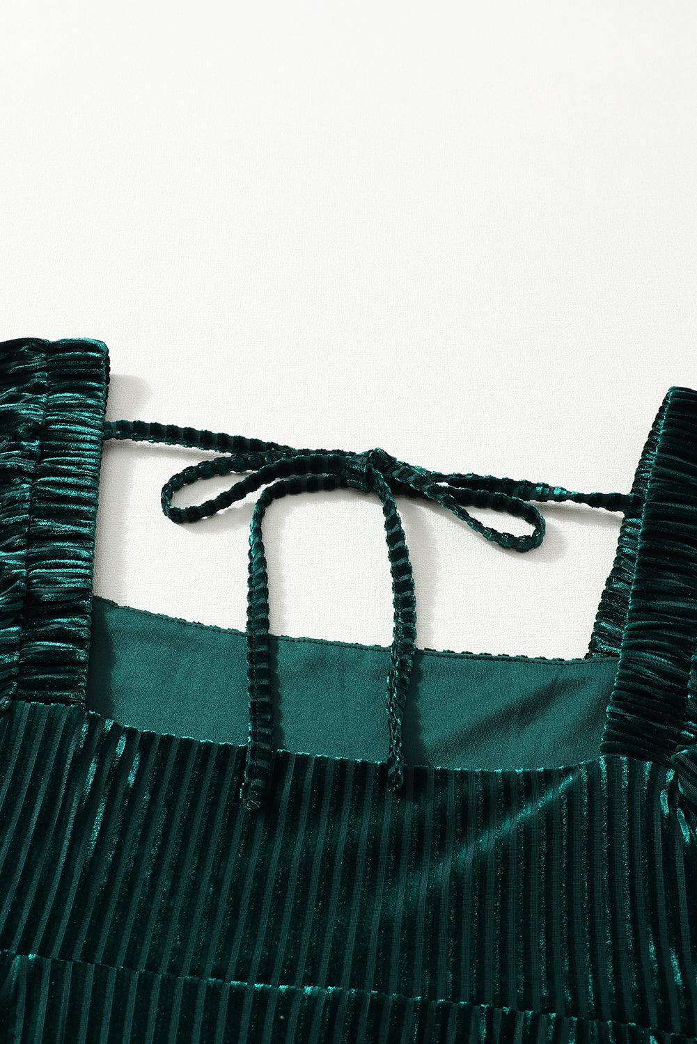 Fluwelen Babydoll Jurk met Vierkante Hals - Mini Dresses - Jurkjes.co
