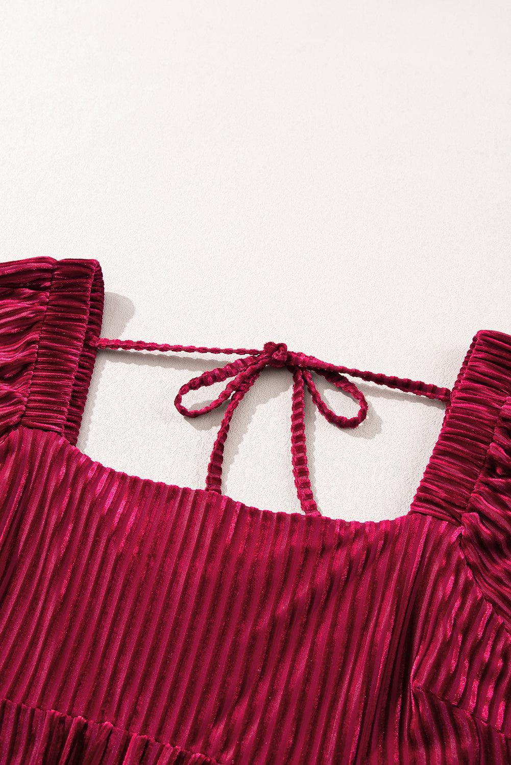Fluwelen Babydoll Jurk met Vierkante Hals - Mini Dresses - Jurkjes.co