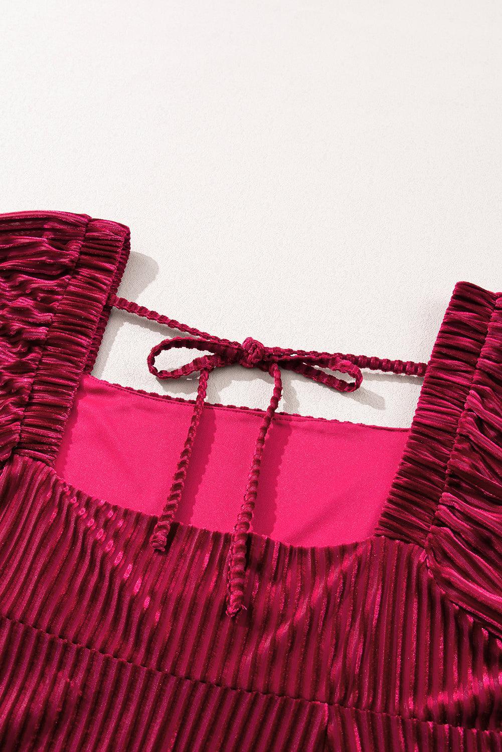 Fluwelen Babydoll Jurk met Vierkante Hals - Mini Dresses - Jurkjes.co