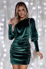 Fluwelen Bodycon Jurk met Pofmouw - Bodycon Dresses - Jurkjes.co