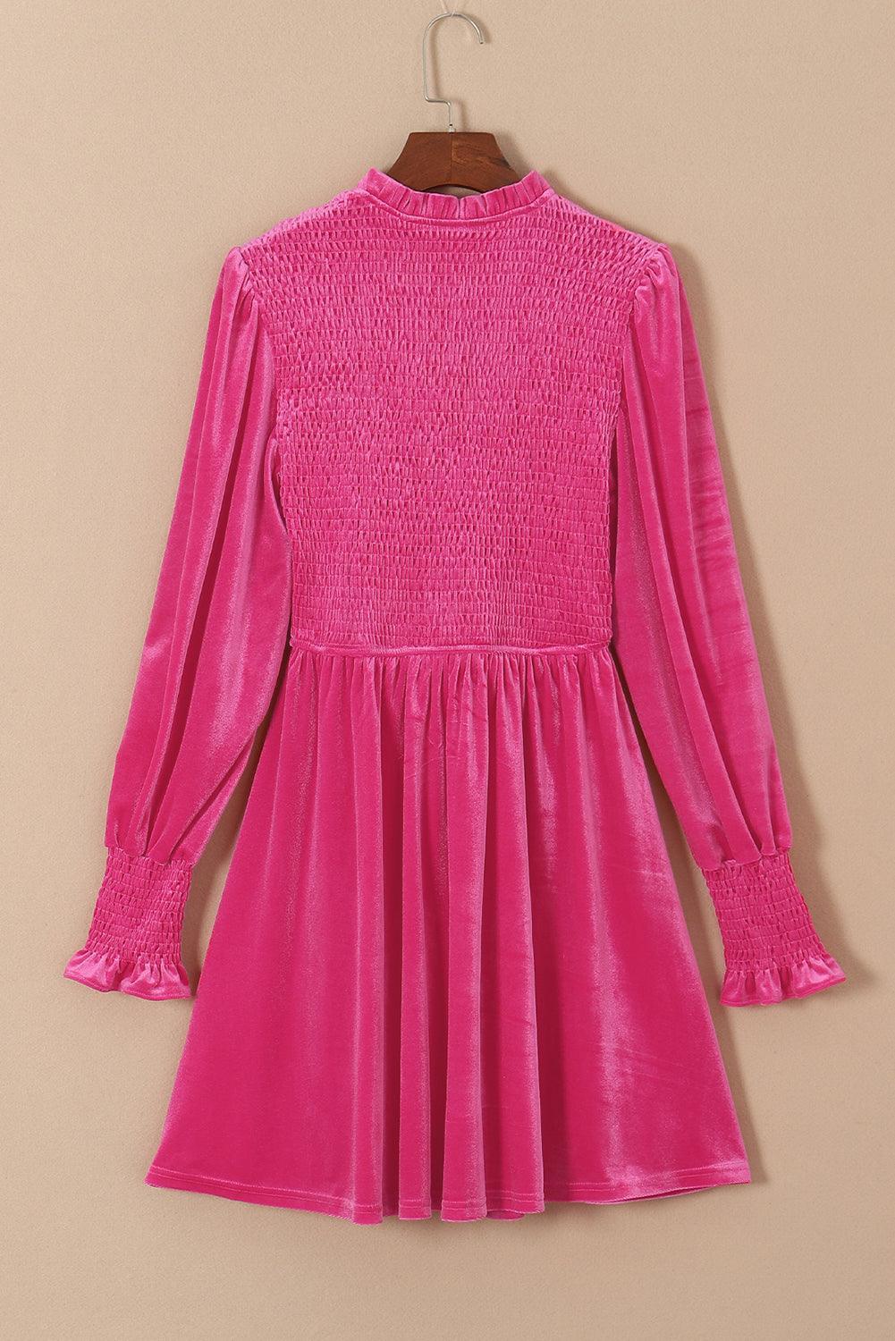 Fluwelen Mini Jurk met Ruffle Hals - Mini Dresses - Jurkjes.co