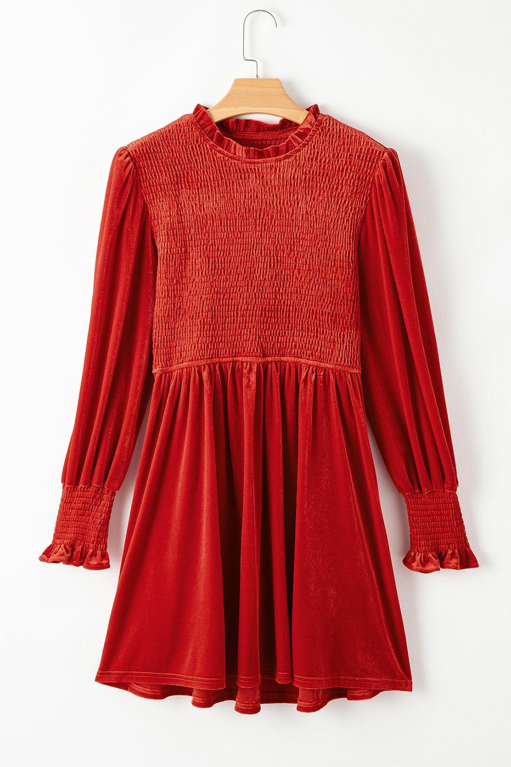 Fluwelen Mini Jurk met Ruffle Hals - Mini Dresses - Jurkjes.co