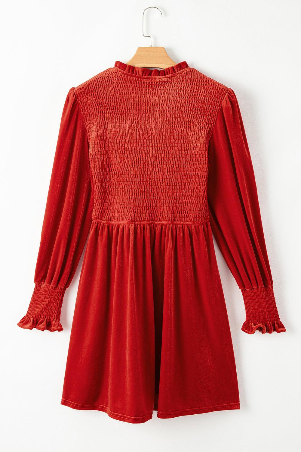 Fluwelen Mini Jurk met Ruffle Hals - Mini Dresses - Jurkjes.co