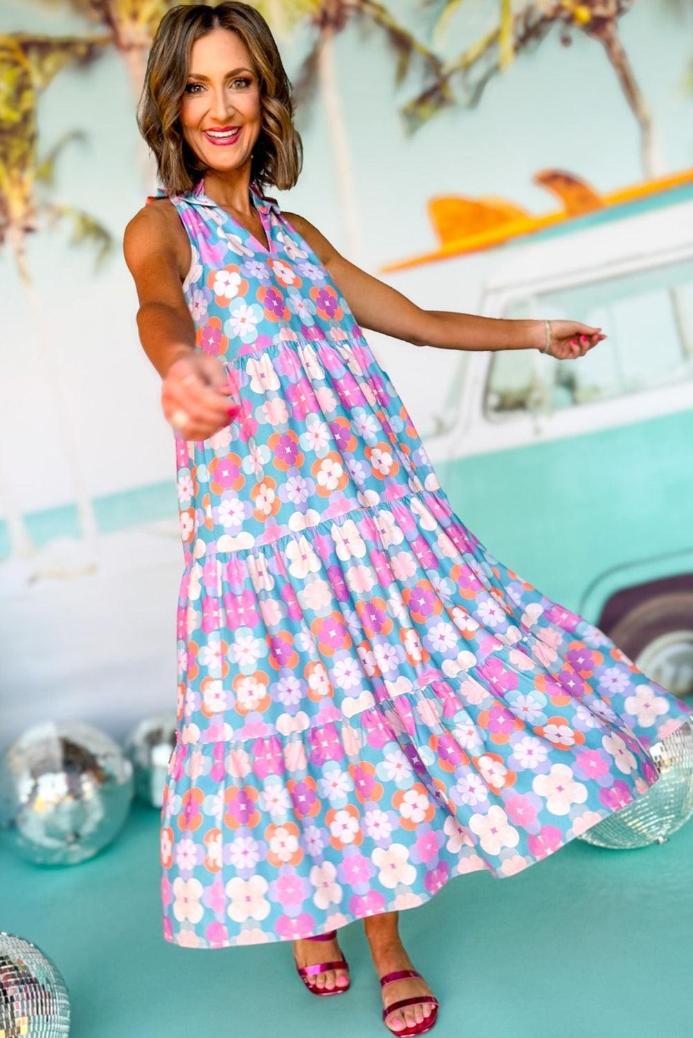 Frivole Mouwloze Maxi Jurk met Bloemenprint - Maxi Dresses - Jurkjes.co