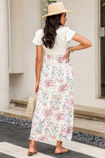 Gebloemd Ribfluweel Maxi-Jurk met Zakken - Maxi Dresses - Jurkjes.co