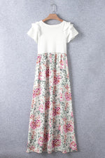 Gebloemd Ribfluweel Maxi-Jurk met Zakken - Maxi Dresses - Jurkjes.co