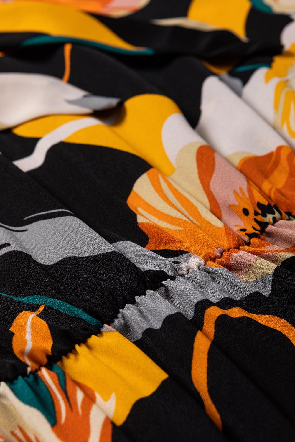 Gebloemde Jurk met Strik en Lange Mouwen - Floral Dresses - Jurkjes.co