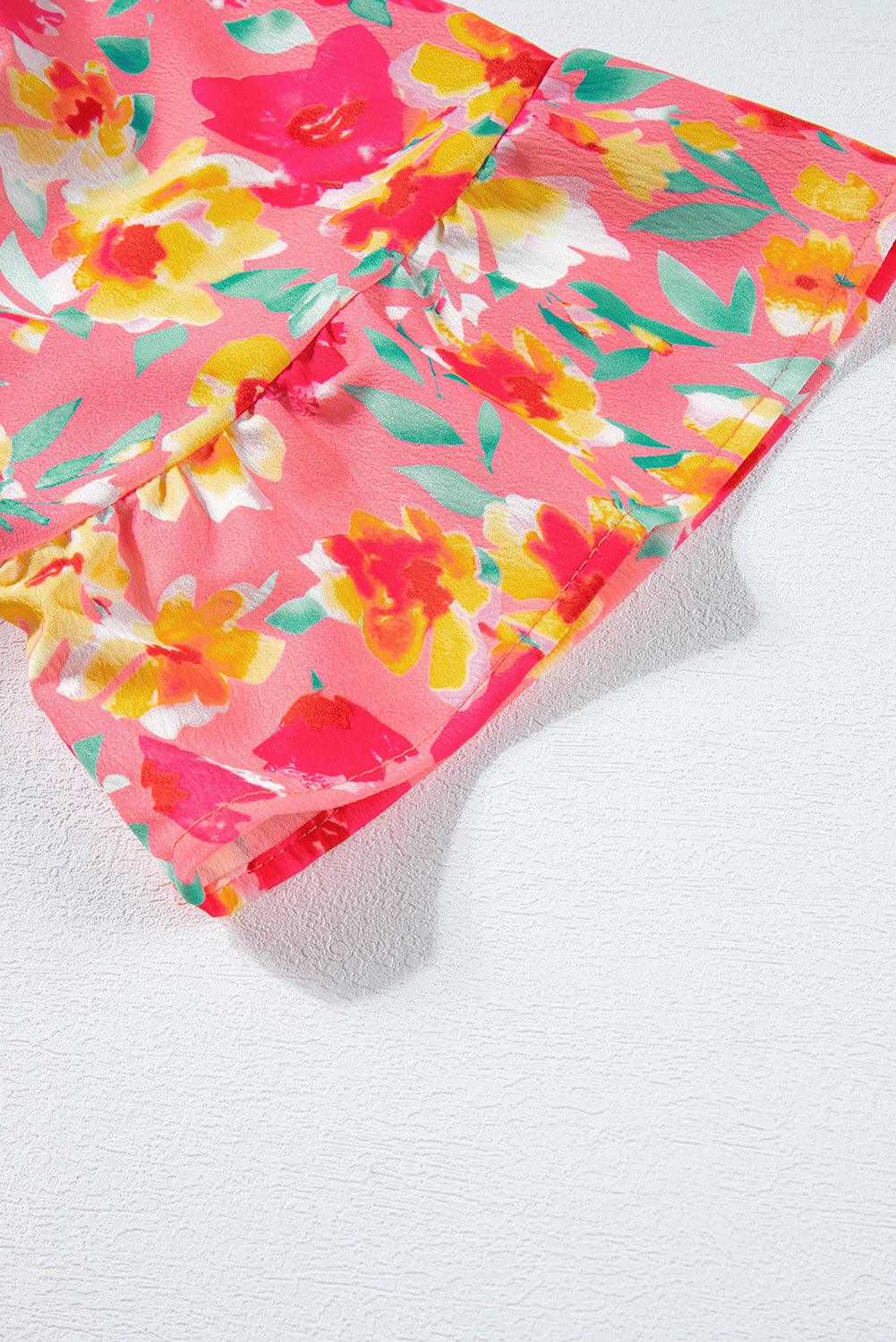 Gebloemde Mini Jurk met Ruches en Zakken - Floral Dresses - Jurkjes.co