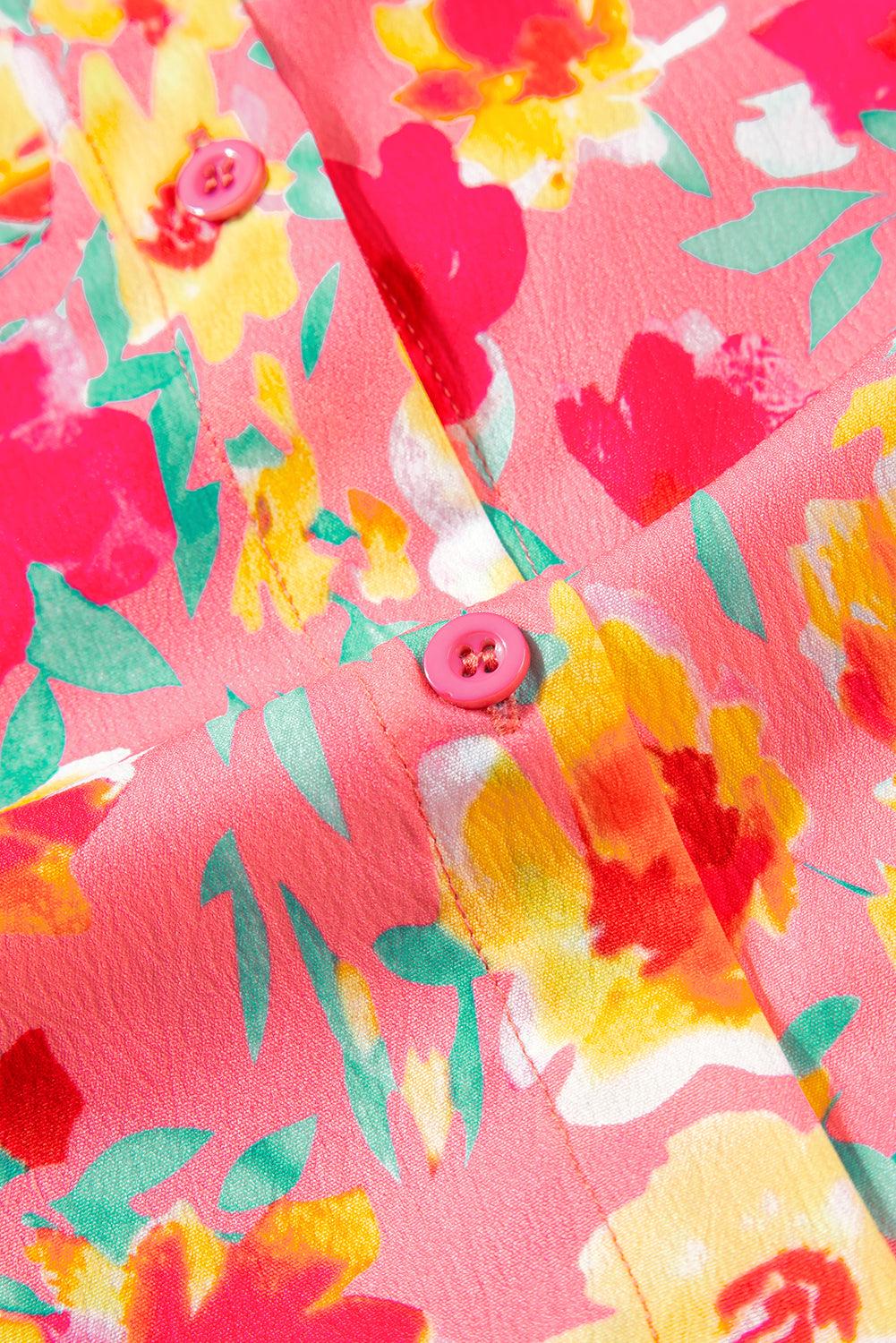 Gebloemde Mini Jurk met Ruches en Zakken - Floral Dresses - Jurkjes.co