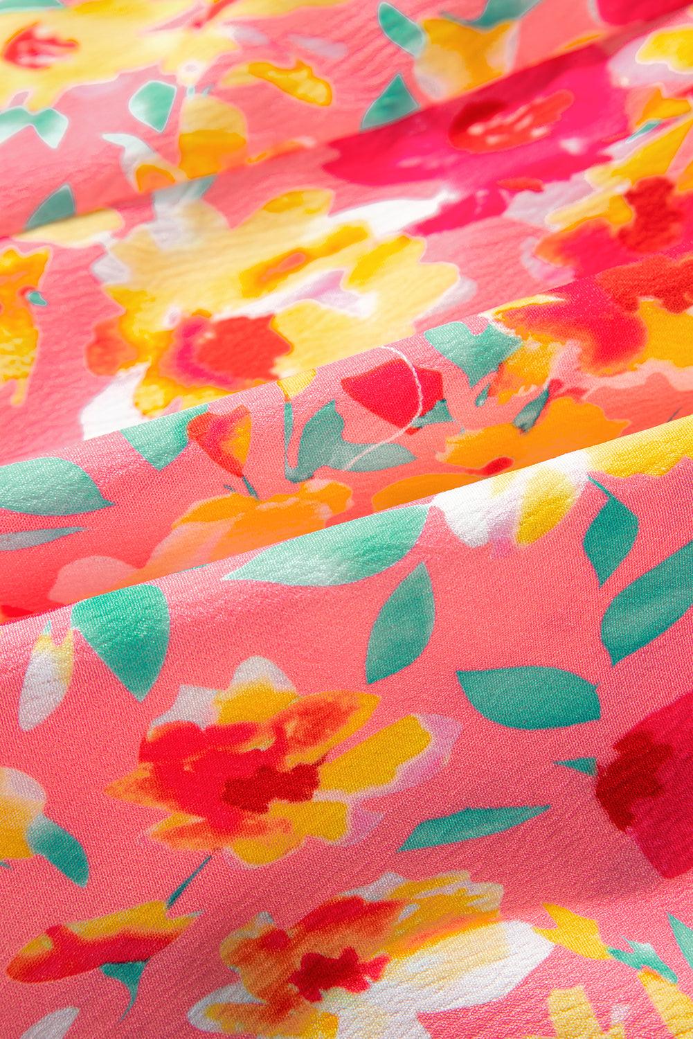 Gebloemde Mini Jurk met Ruches en Zakken - Floral Dresses - Jurkjes.co
