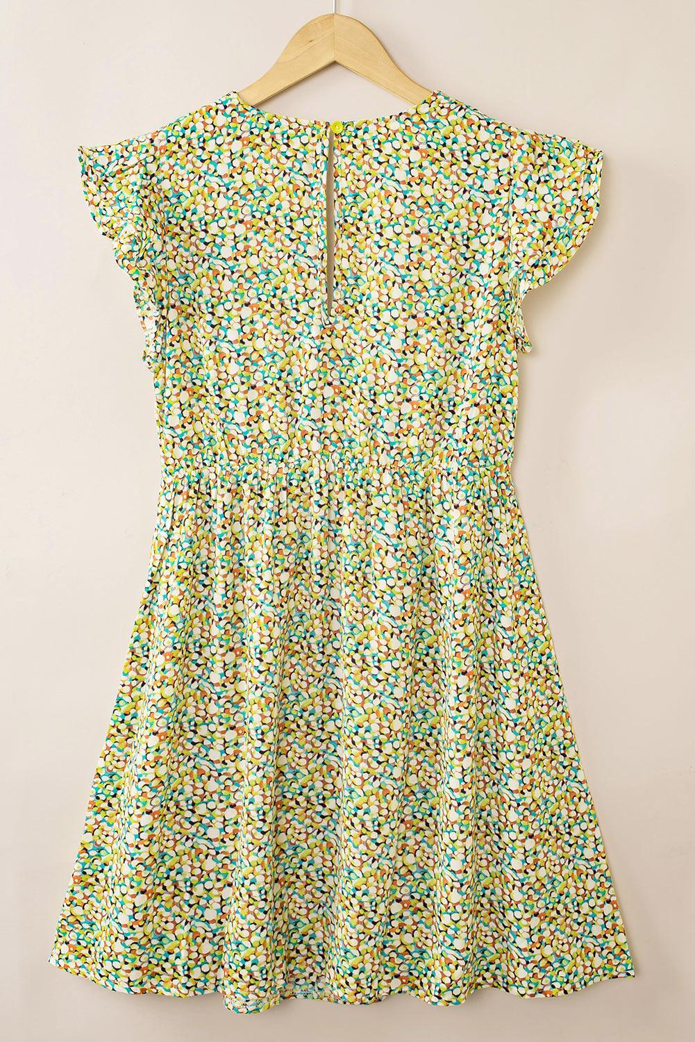 Gebloemde Ruches Babydoll Jurk met V-Hals - Floral Dresses - Jurkjes.co