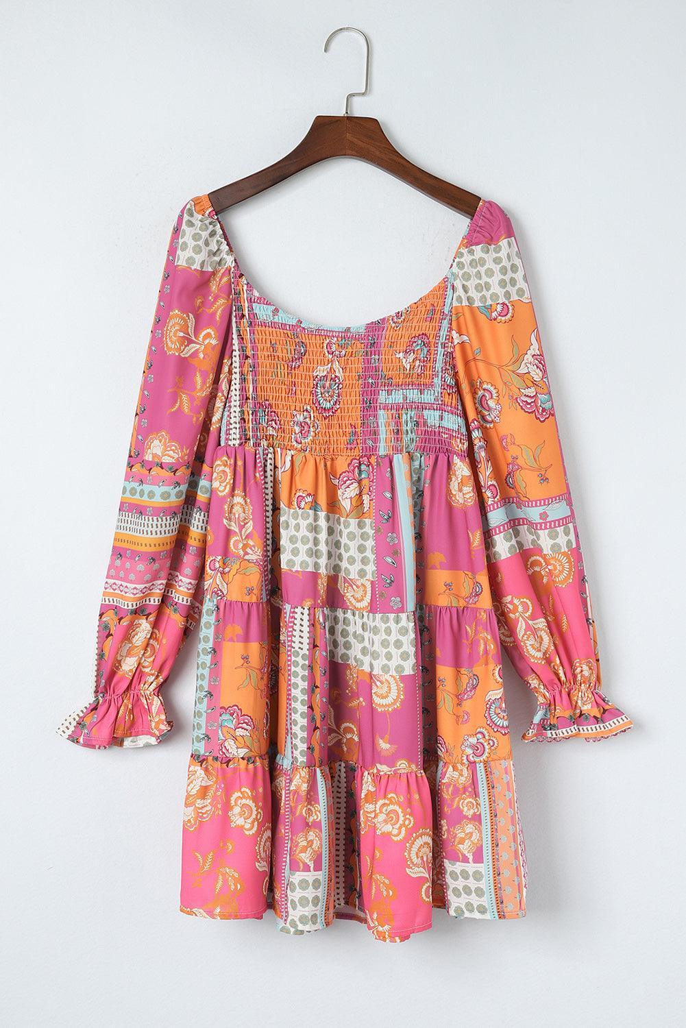 Gebloemde Shirred Ruche Mini-jurk - Mini Dresses - Jurkjes.co