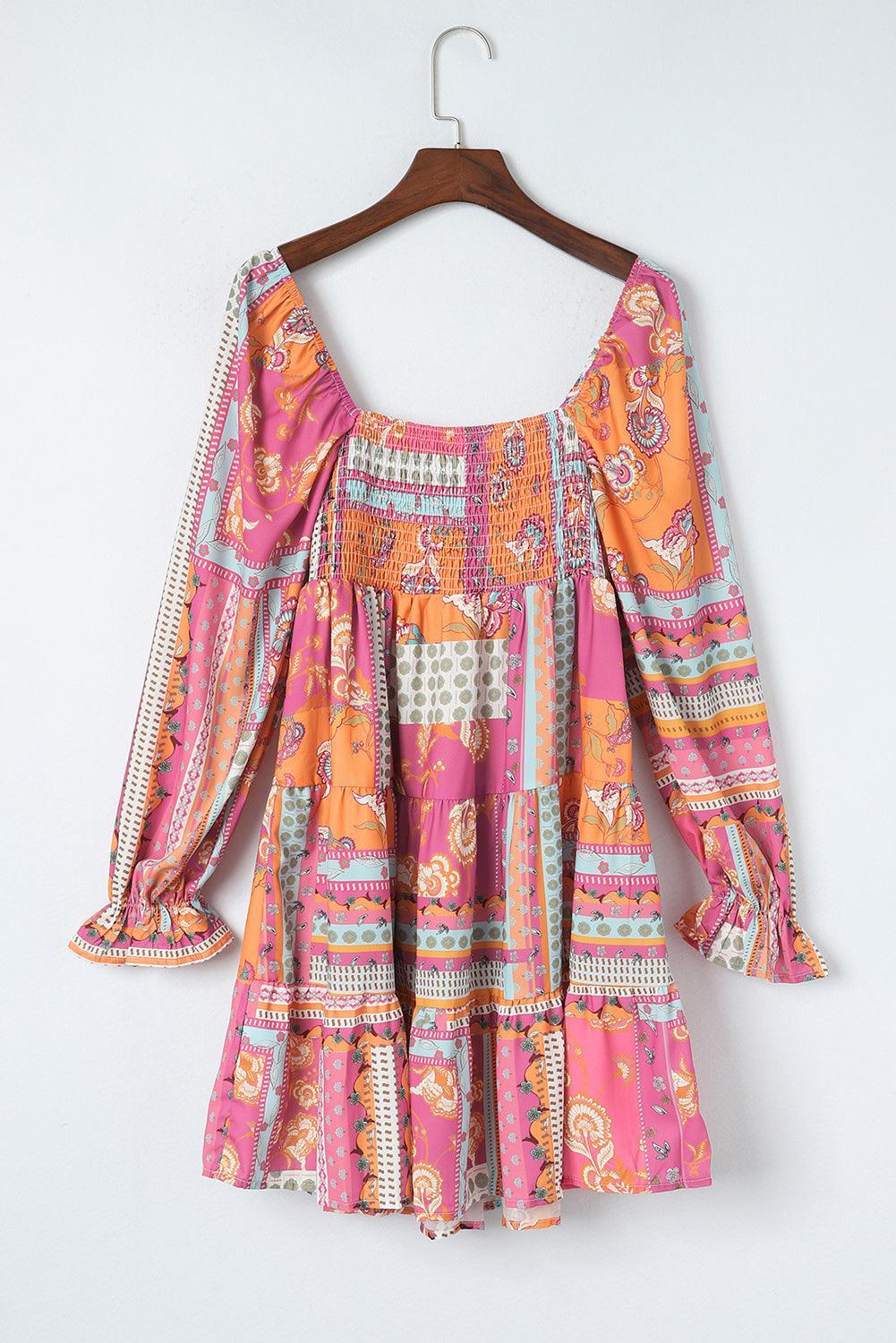 Gebloemde Shirred Ruche Mini-jurk - Mini Dresses - Jurkjes.co