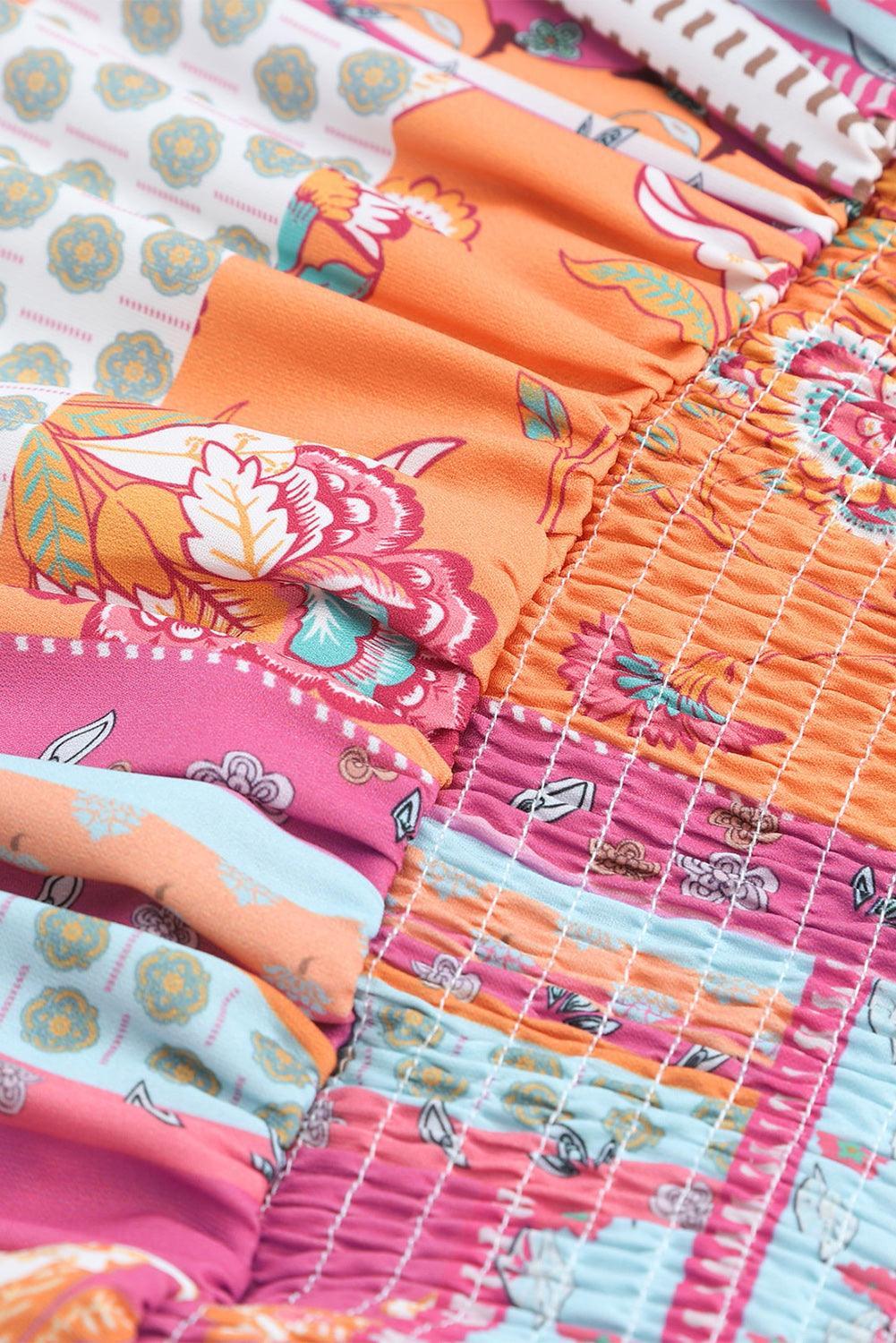 Gebloemde Shirred Ruche Mini-jurk - Mini Dresses - Jurkjes.co