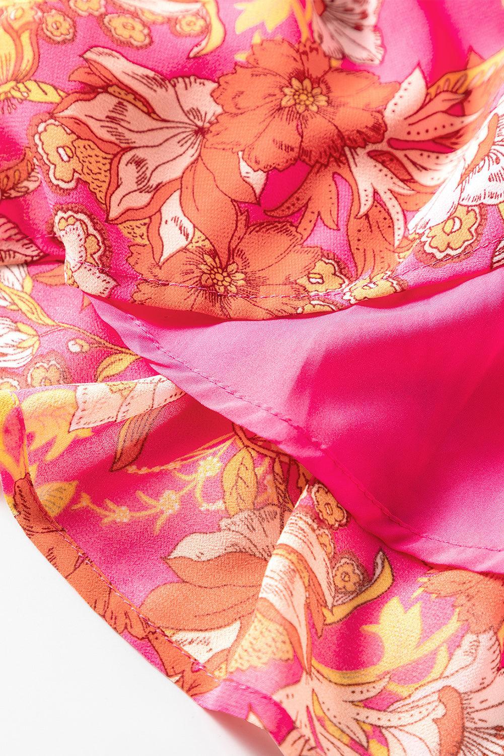 Gebloemde Vierkante Hals Ruche Jurk - Floral Dresses - Jurkjes.co