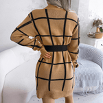 Gebreide Jurk met Geometrisch Patroon - Women Winter Dress - Jurkjes.co