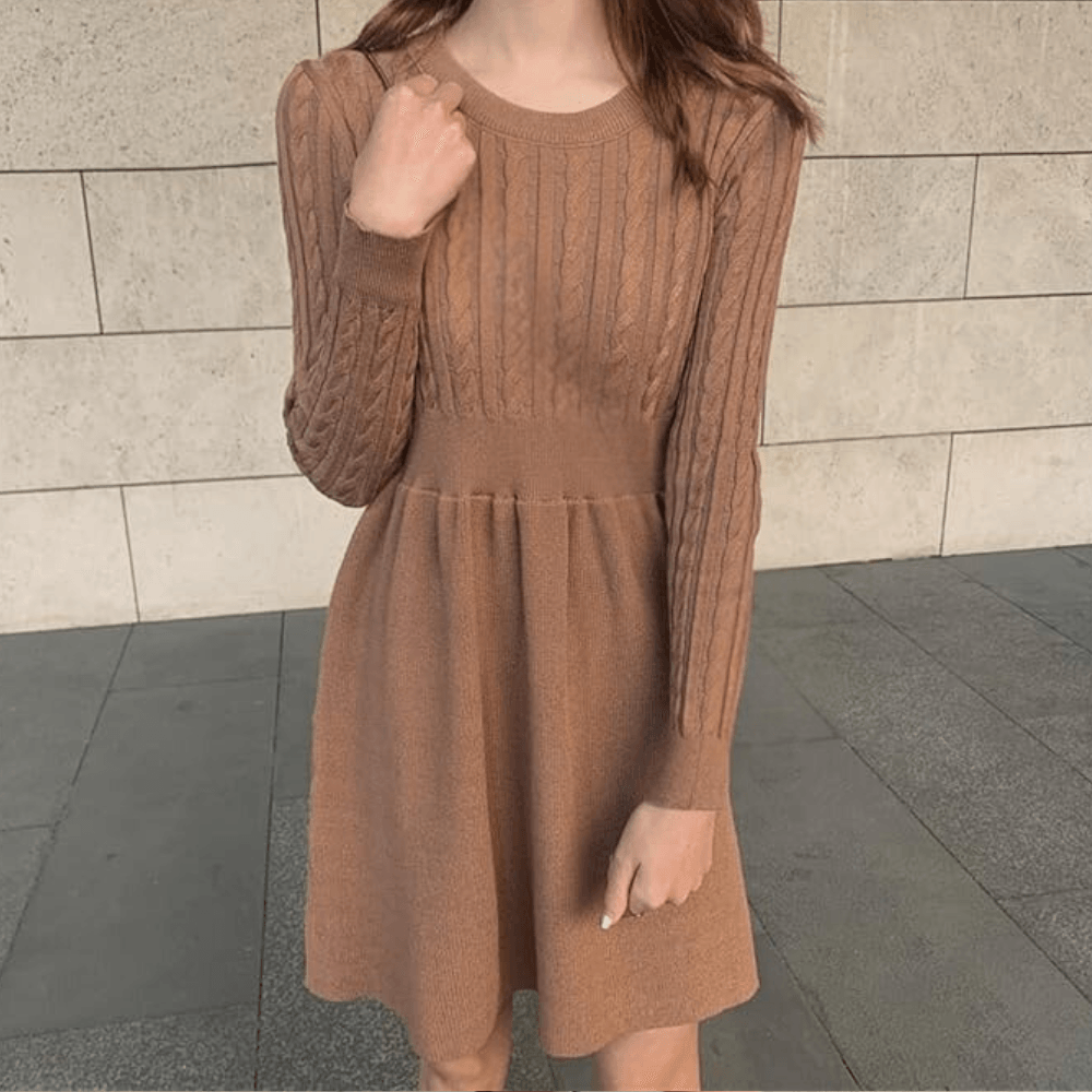 Gebreide Jurk met Kabelpatroon - Dresses - Jurkjes.co
