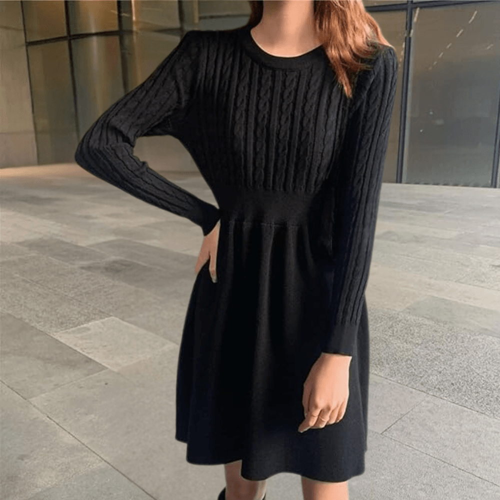 Gebreide Jurk met Kabelpatroon - Dresses - Jurkjes.co