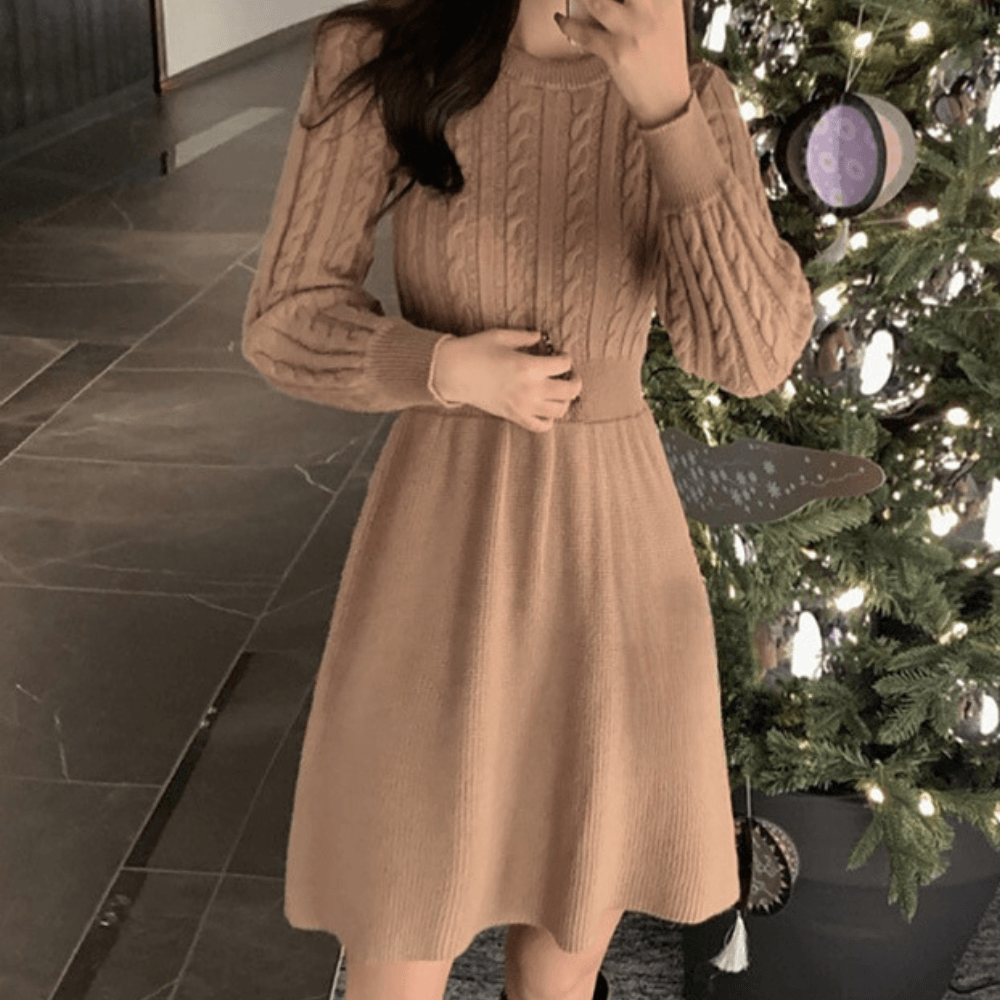Gebreide Jurk met Kabelpatroon - Dresses - Jurkjes.co