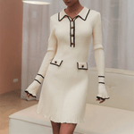 Gebreide Jurk met Knoopdetails - CB - Dresses - Jurkjes.co