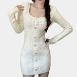 Gebreide Jurk met Knoopdetails - Dresses - Jurkjes.co