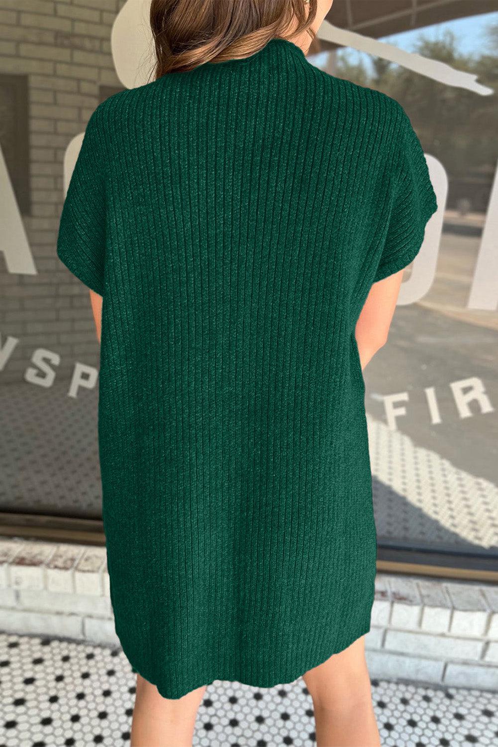 Gebreide Jurk met Korte Mouw en Zak - Sweater Dresses - Jurkjes.co