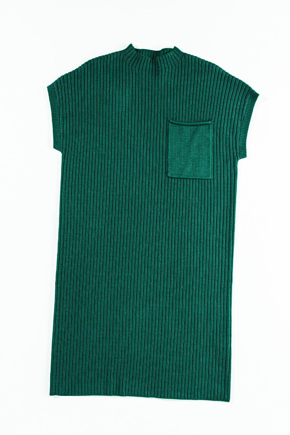 Gebreide Jurk met Korte Mouw en Zak - Sweater Dresses - Jurkjes.co