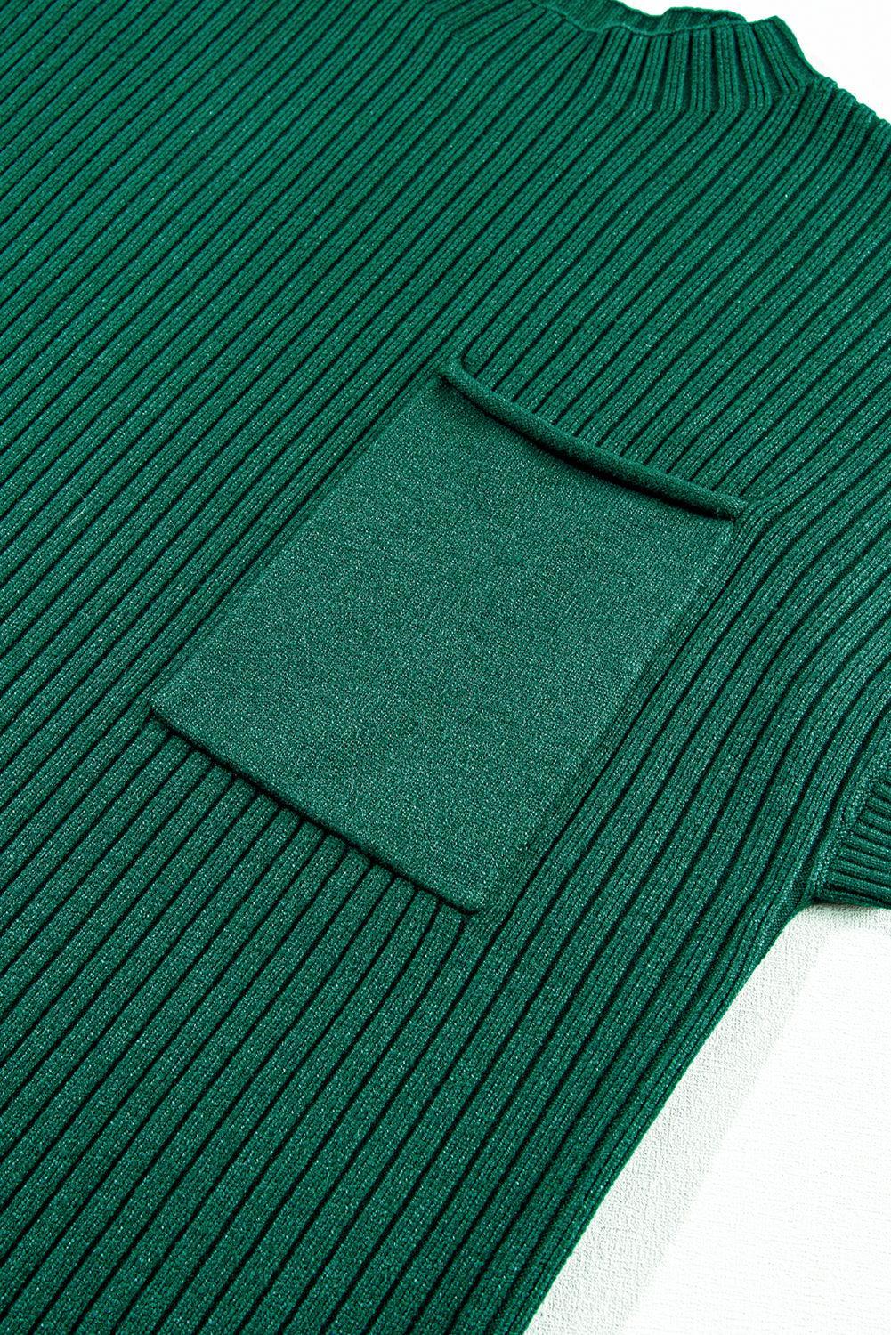 Gebreide Jurk met Korte Mouw en Zak - Sweater Dresses - Jurkjes.co