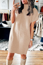 Gebreide Jurk met Korte Mouw en Zak - Sweater Dresses - Jurkjes.co