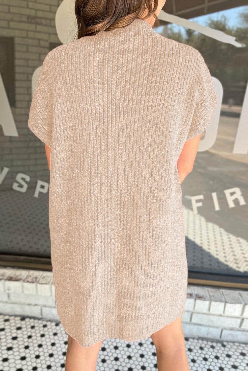 Gebreide Jurk met Korte Mouw en Zak - Sweater Dresses - Jurkjes.co