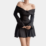 Gebreide Jurk met Off Shoulder - Dresses - Jurkjes.co