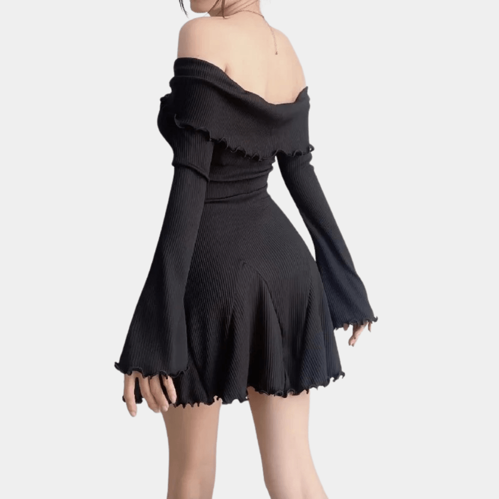 Gebreide Jurk met Off Shoulder - Dresses - Jurkjes.co