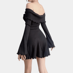 Gebreide Jurk met Off Shoulder - Dresses - Jurkjes.co