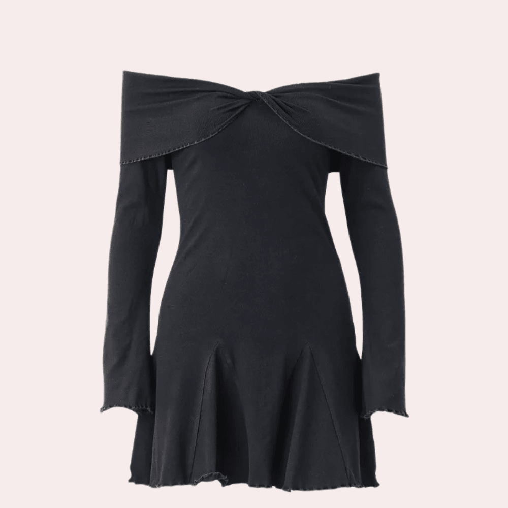 Gebreide Jurk met Off Shoulder - Dresses - Jurkjes.co