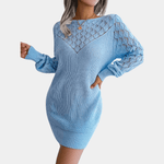 Gebreide Jurk met Opengewerkt Detail - CB - Dresses - Jurkjes.co