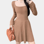 Gebreide Jurk met Plissé Rok - Dresses - Jurkjes.co