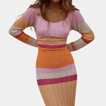 Gebreide Jurk met Speelse Strepen - Women Summer Dress - Jurkjes.co