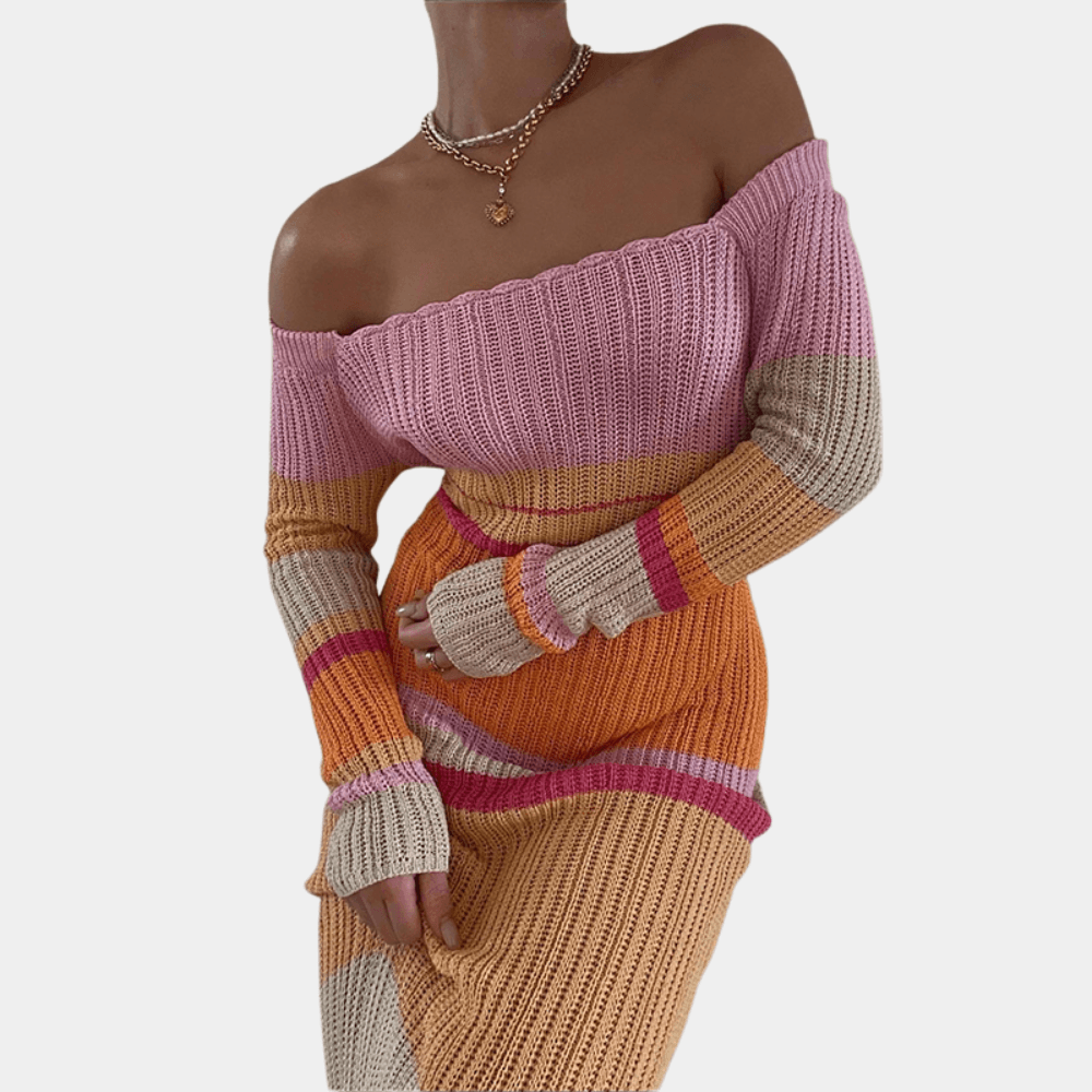 Gebreide Jurk met Speelse Strepen - Women Summer Dress - Jurkjes.co
