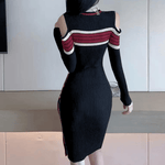 Gebreide Jurk met Strepen en Knoopdetails - Dresses - Jurkjes.co