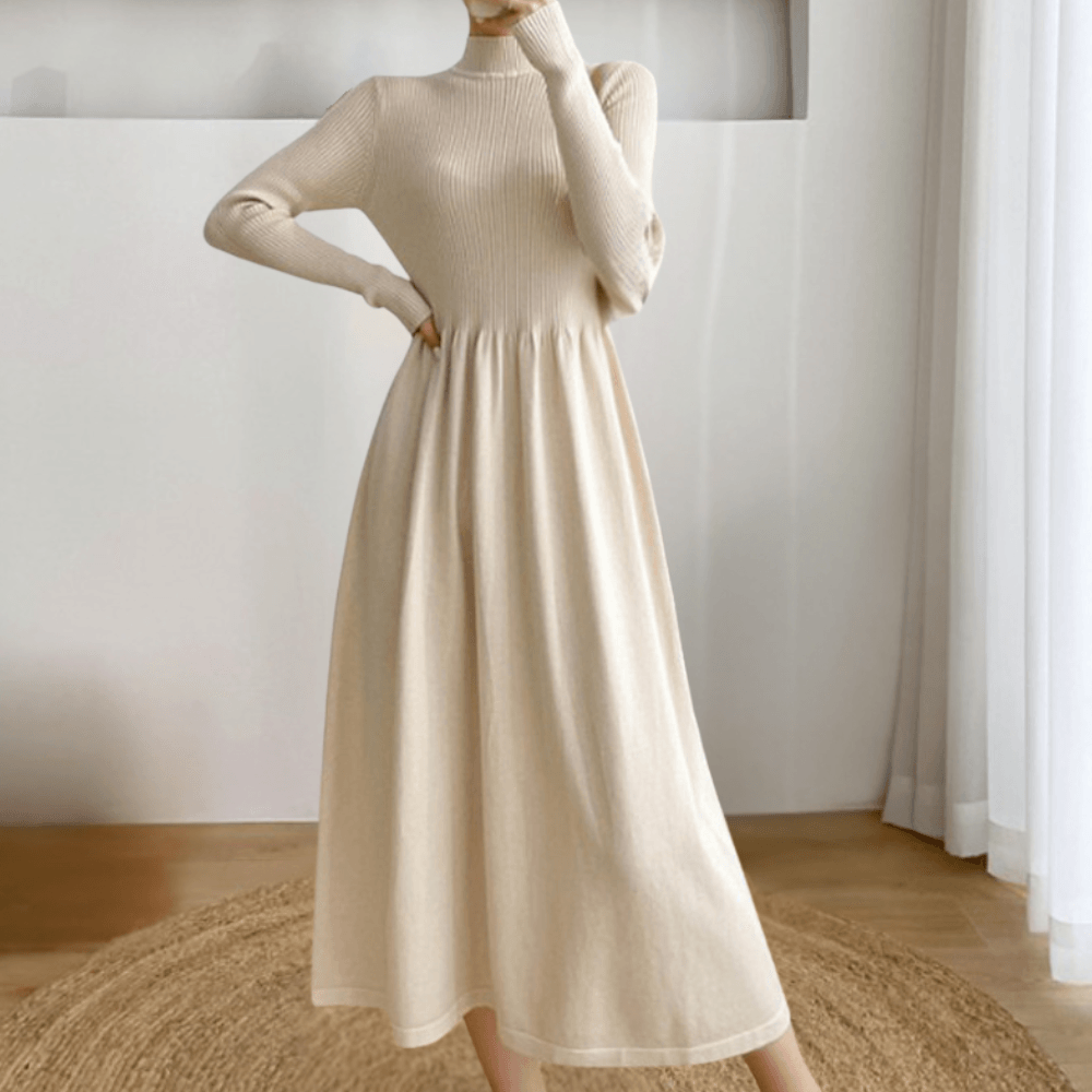 Gebreide Jurk met Tijdloos Design - Dresses - Jurkjes.co