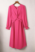 Gedraaide Front Midi-Jurk met V-hals - Midi Dresses - Jurkjes.co