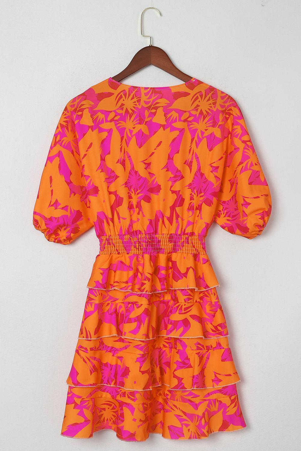 Gedrapeerde V-hals Jurk met Uitlopende Mouwen - Mini Dresses - Jurkjes.co