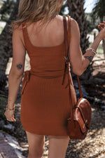 Geknoopte Wikkeljurk zonder Mouwen - Mini Dresses - Jurkjes.co