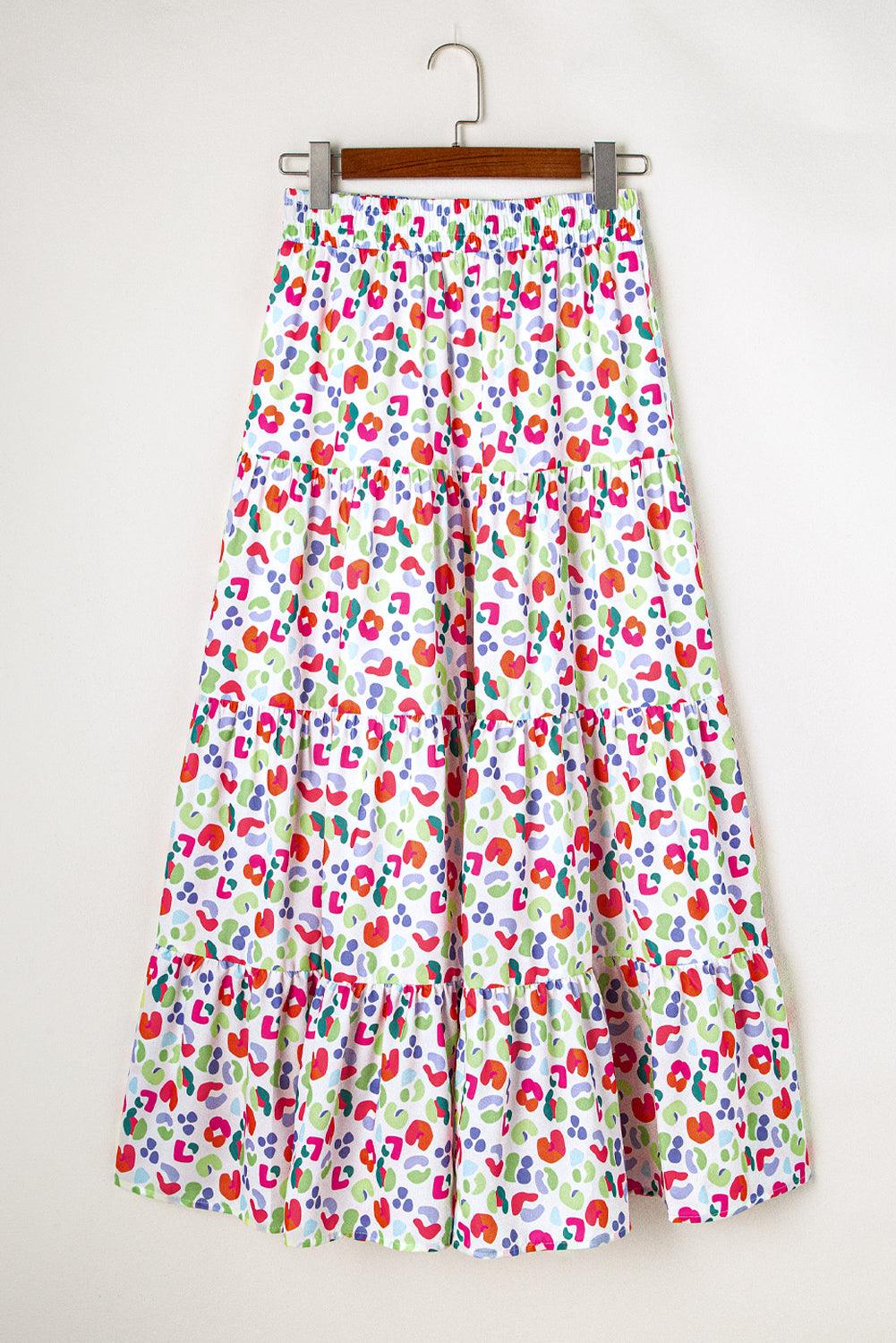 Gelaagde Flowy Maxi Rok met Abstracte Print - Skirts & Petticoat - Jurkjes.co